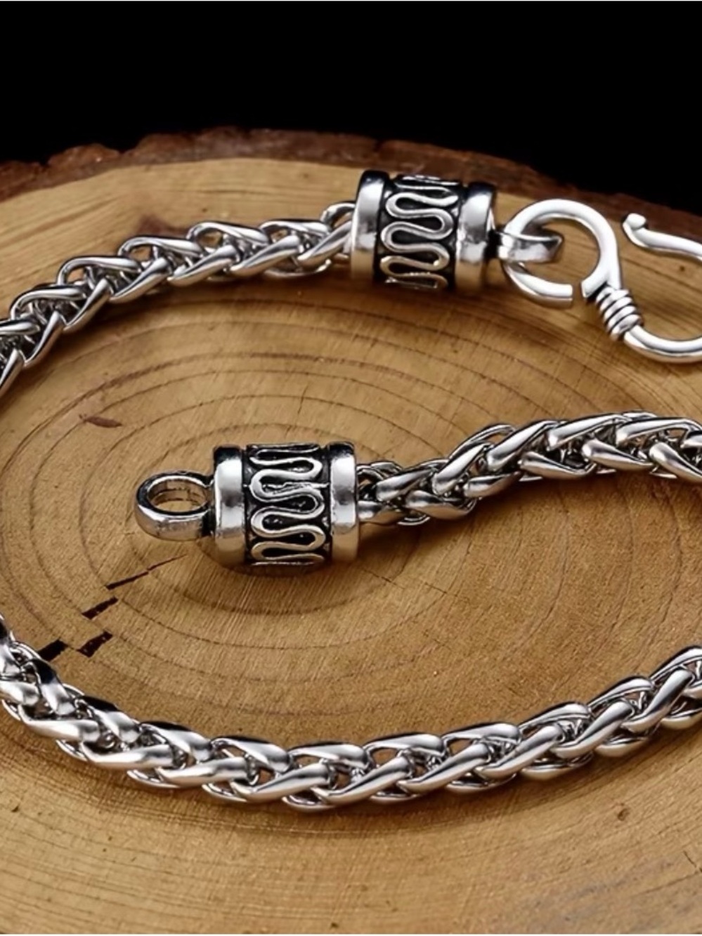 Sterling-Look Braided Rope Chain Bracelet in Shiny Silver